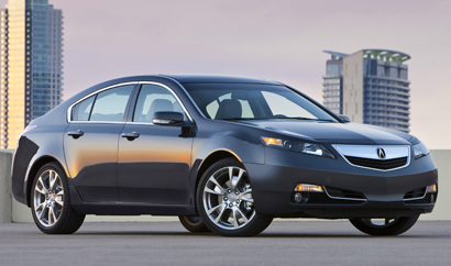 A three-quarter front view of a 2013 Acura TL SH-AWD
