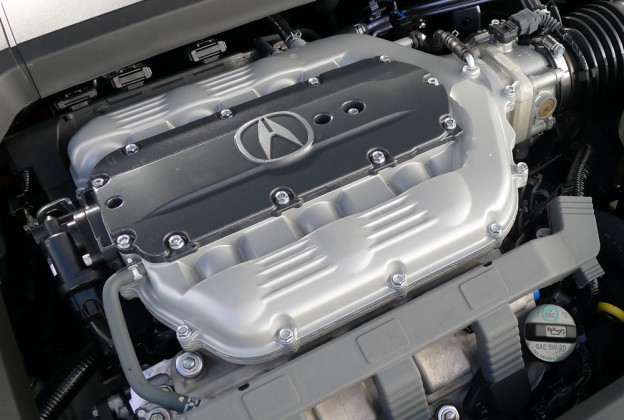 The 3.7-liter V6 engine of a 2013 Acura TL SH-AWD