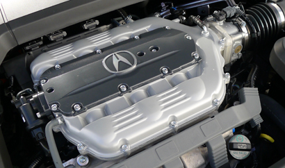 The 3.7-liter V6 engine of a 2013 Acura TL SH-AWD