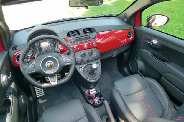 An interior view of the 2013 Fiat 500 Abarth Cabrio