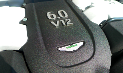 The 6.0-liter V12 engine of the 2013 Aston Martin DB9 Volante