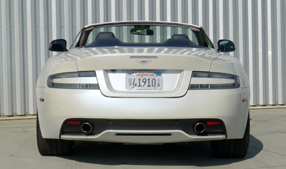 A rear view of the 2013 Aston Martin DB9 Volante