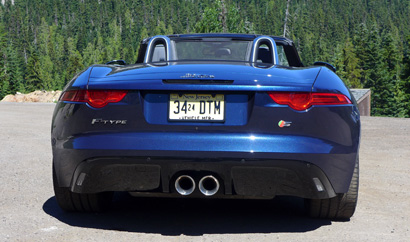 A rear view of the 2014 Jaguar F-TYPE S