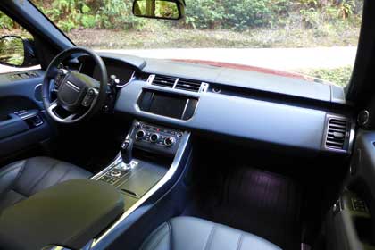 An interior view of the 2014 Range Rover Sport V8 Supercharged