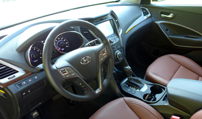 An interior view of the 2013 Hyundai Santa Fe Sport FWD 2.0T