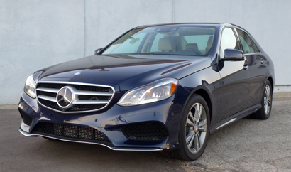 A three-quarter front view of the 2014 Mercedes-Benz E250 BlueTEC 4MATIC