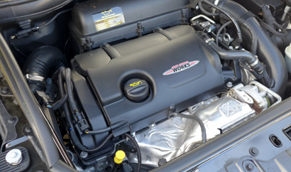 The turbocharged 1.6-liter inline-4 of the 2014 Mini John Cooper Works Countryman
