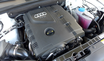 The 2.0-liter turbocharged inline-4 of the Audi A4 2.0T quattro manual