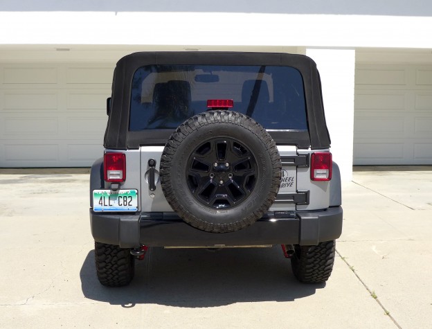 A rear view of the 2015 Jeep Wrangler Willys Wheeler