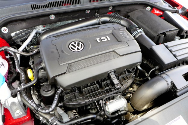 The turbocharged 1.8-liter TSI engine in the 2015 Volkswagen Jetta SE