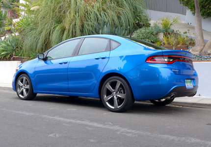 A three-quarter rear view of the 2015 Dodge Dart GT