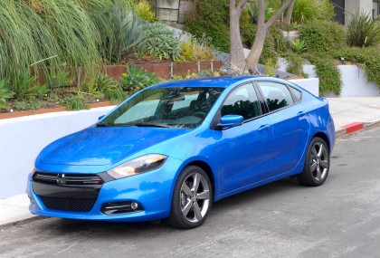 A three-quarter front view of the 2015 Dodge Dart GT