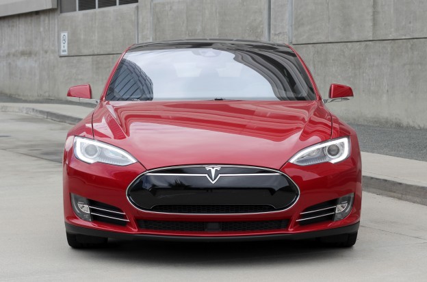 A front view of the 2016 Tesla Model S P90D Ludicrous