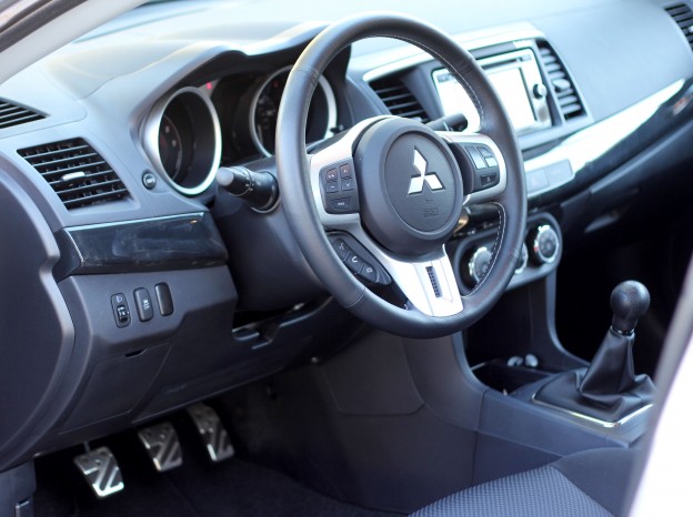 An interior view of the 2015 Mitsubishi Lancer Evolution GSR