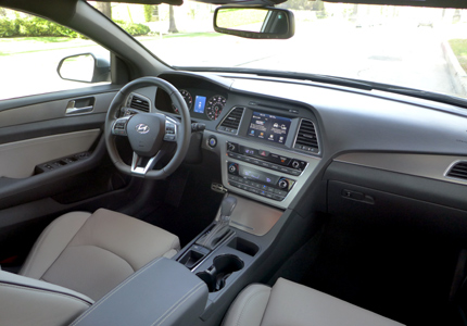 An interior view of the 2016 Hyundai Sonata Sport 2.0T