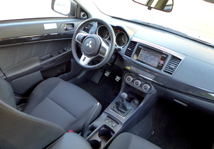 An interior view of the 2015 Mitsubishi Lancer Evolution GSR