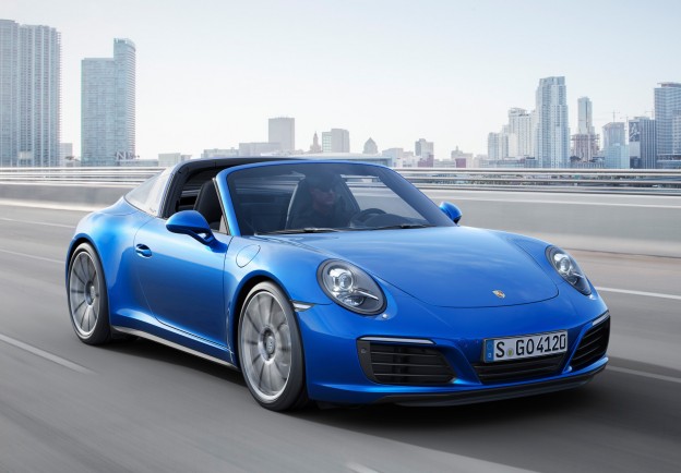 A three-quarter front view of the 2016 Porsche Targa 4