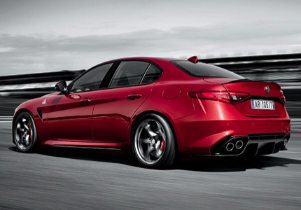 A three-quarter rear view of the 2017 Alfa Romeo Giulia