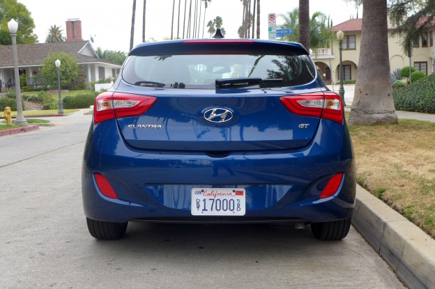 A rear view of the 2016 Hyundai Elantra GT