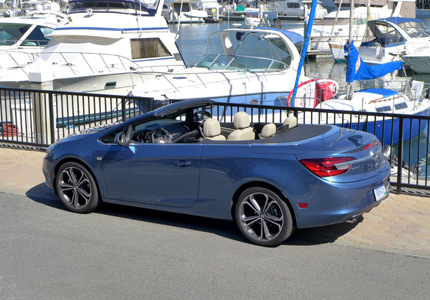 A three-quarter rear view of a 2016 Buick Cascada