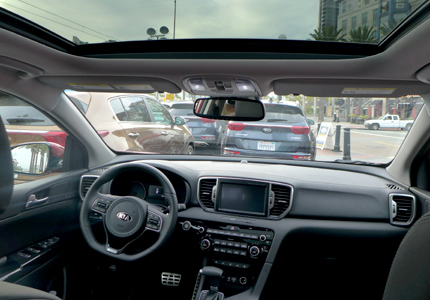 A view of the 2017 Kia Sportage SX AWD's interior setup