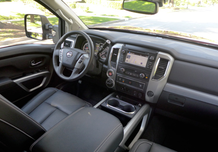 An interior view of a 2016 Nissan Titan XD Pro-4X