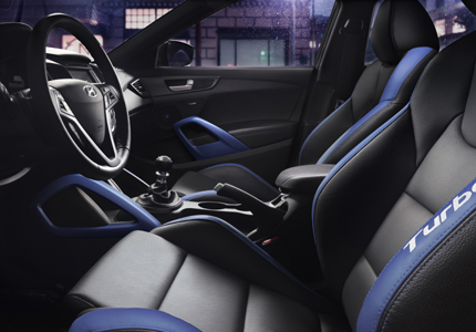 Interior view of the 2016 Hyundai Veloster Rally Edition