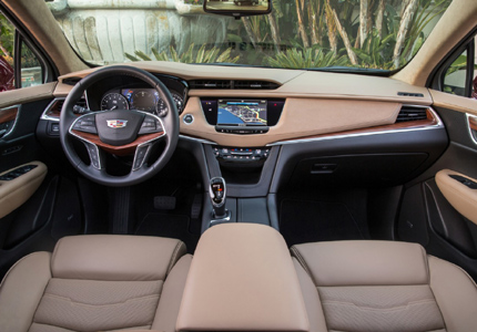 An interior view of the 2017 Cadillac XT5 crossover